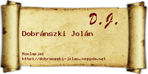 Dobránszki Jolán névjegykártya